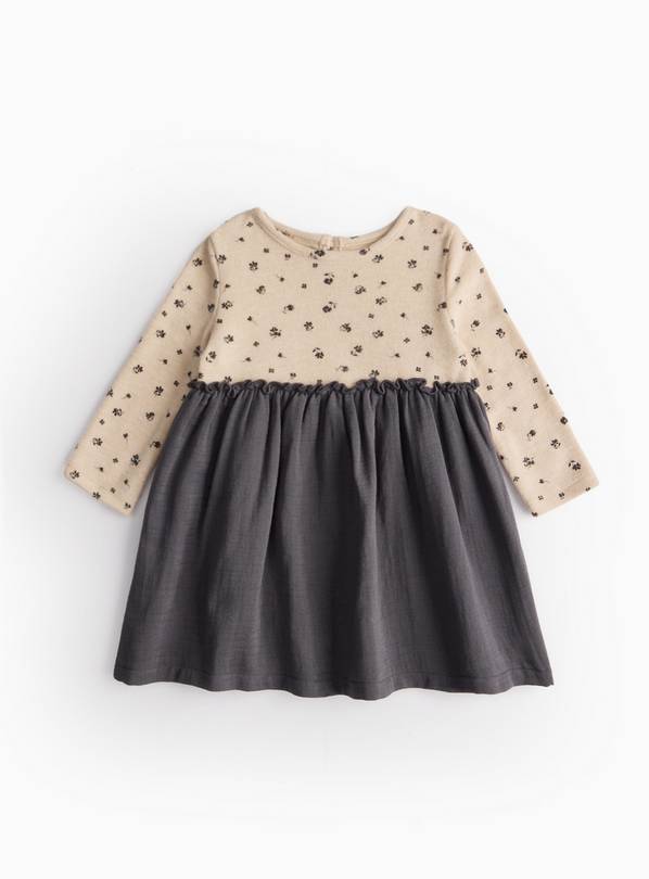 Monochrome Floral Print Twofer Dress 12-18 months